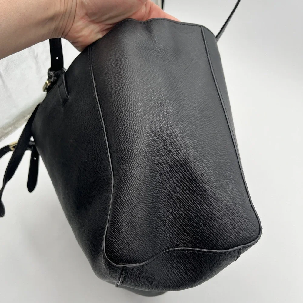 Tory Burch Saffiano Pebble Leather Black Large Tote Bag